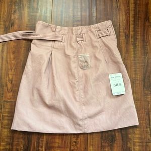 Free People Women Faux Leather Skirt Mauve Swoon Pink